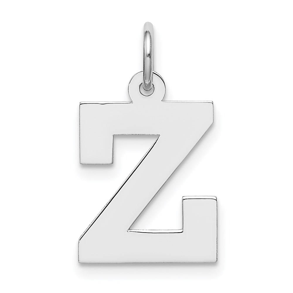 Sterling Silver Amanda Collection Medium Block Style Initial Z Pendant, Item P14045-Z by The Black Bow Jewelry Co.