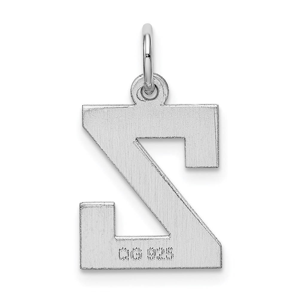 Alternate view of the Sterling Silver Amanda Collection Medium Block Style Initial Z Pendant by The Black Bow Jewelry Co.