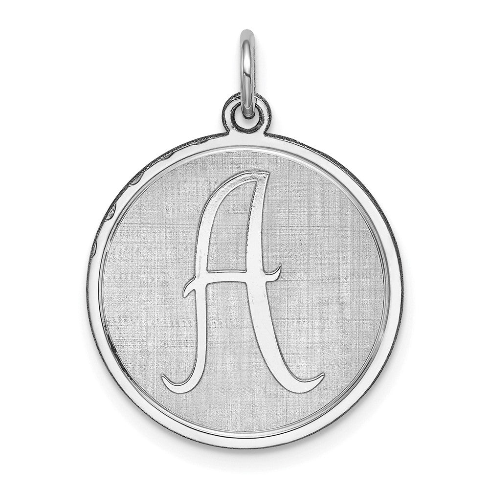 Sterling Silver, Makayla Collection, 20mm Disc Initial A Pendant, Item P14046-A by The Black Bow Jewelry Co.