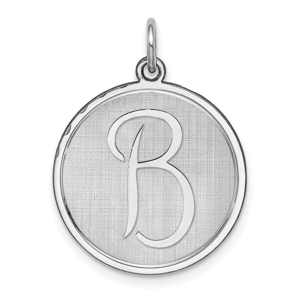 Sterling Silver, Makayla Collection, 20mm Disc Initial B Pendant, Item P14046-B by The Black Bow Jewelry Co.