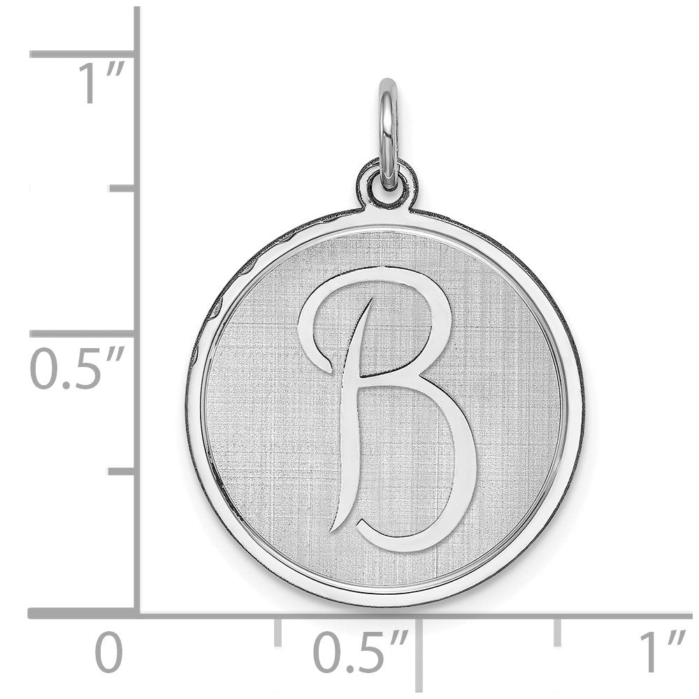 Alternate view of the Sterling Silver, Makayla Collection, 20mm Disc Initial B Pendant by The Black Bow Jewelry Co.