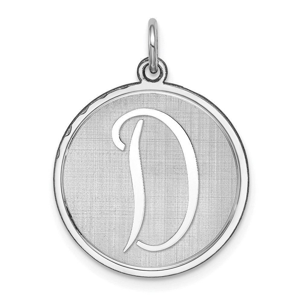 Sterling Silver, Makayla Collection, 20mm Disc Initial D Pendant, Item P14046-D by The Black Bow Jewelry Co.