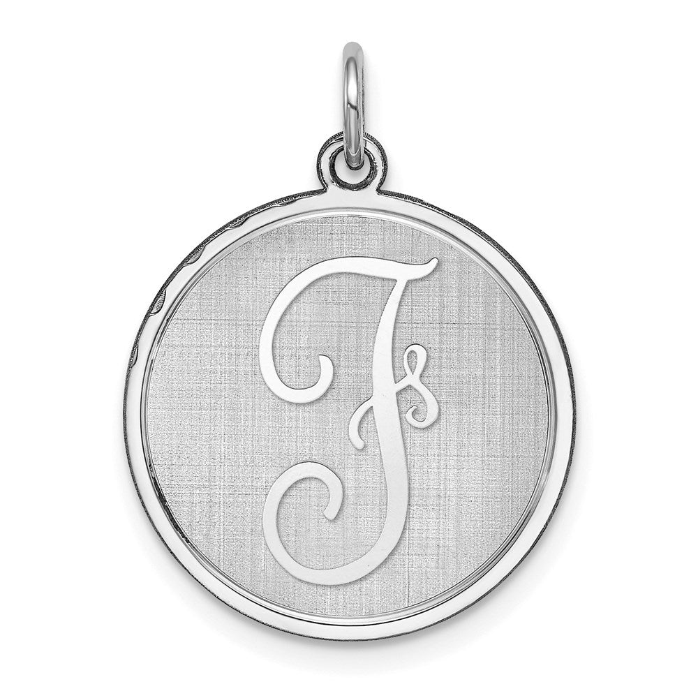 Sterling Silver, Makayla Collection, 20mm Disc Initial F Pendant, Item P14046-F by The Black Bow Jewelry Co.