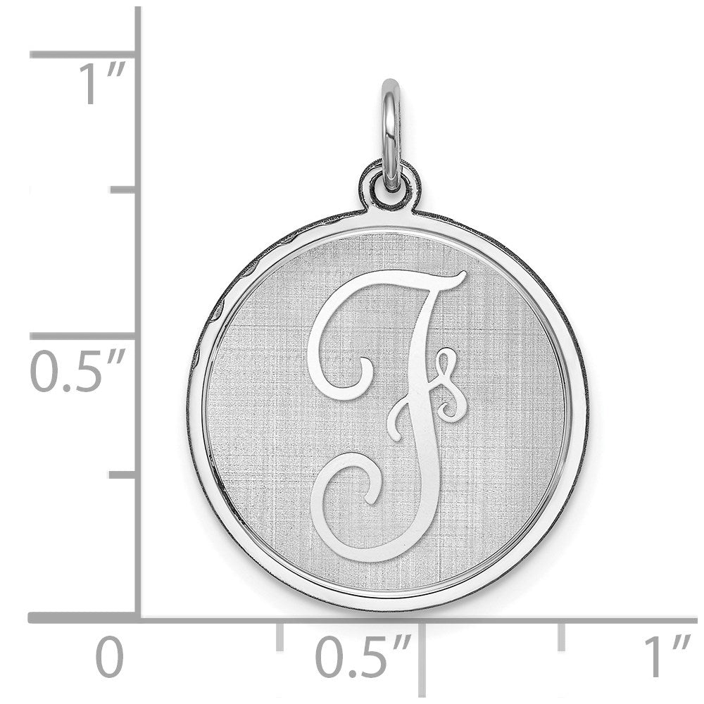 Alternate view of the Sterling Silver, Makayla Collection, 20mm Disc Initial F Pendant by The Black Bow Jewelry Co.