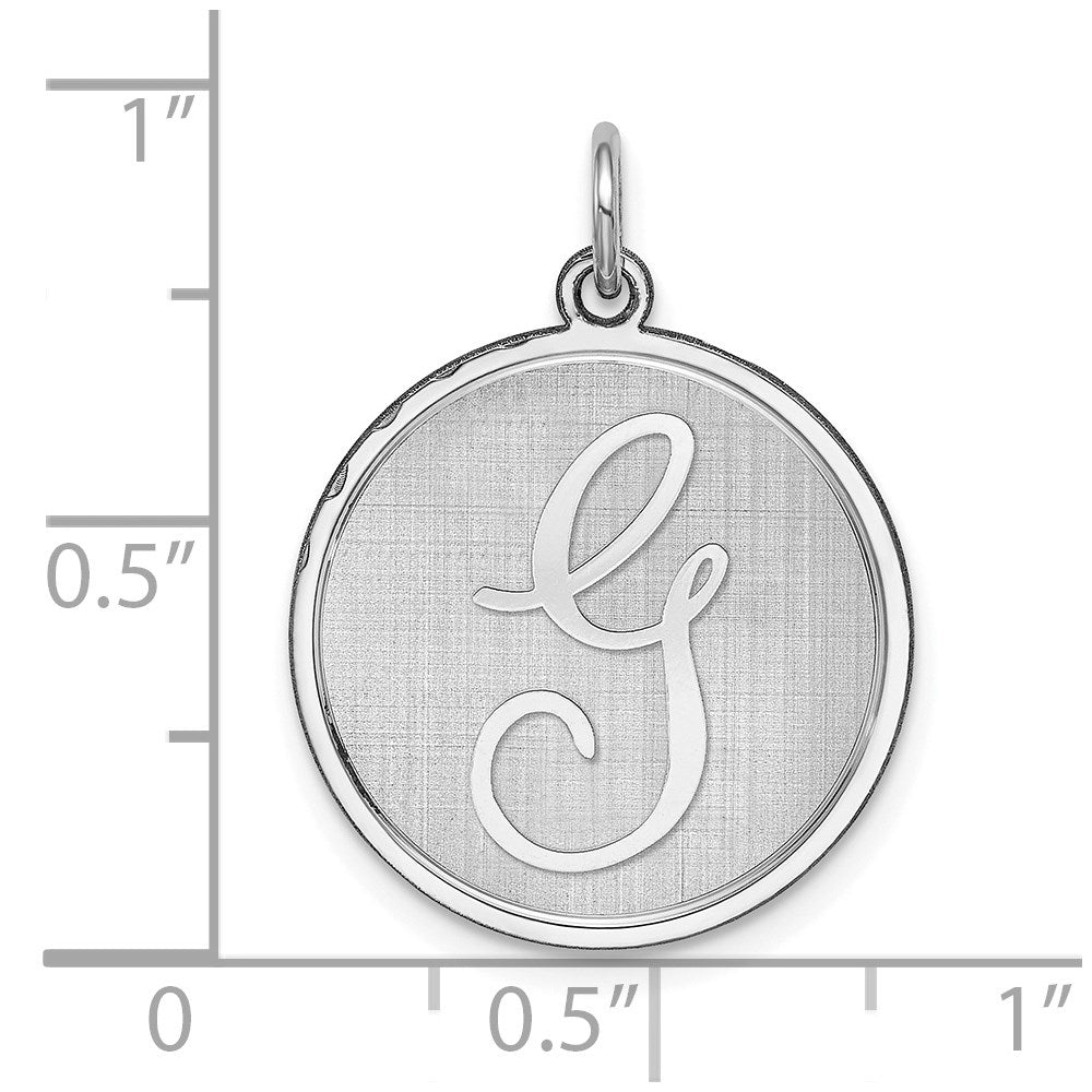 Alternate view of the Sterling Silver, Makayla Collection, 20mm Disc Initial G Pendant by The Black Bow Jewelry Co.