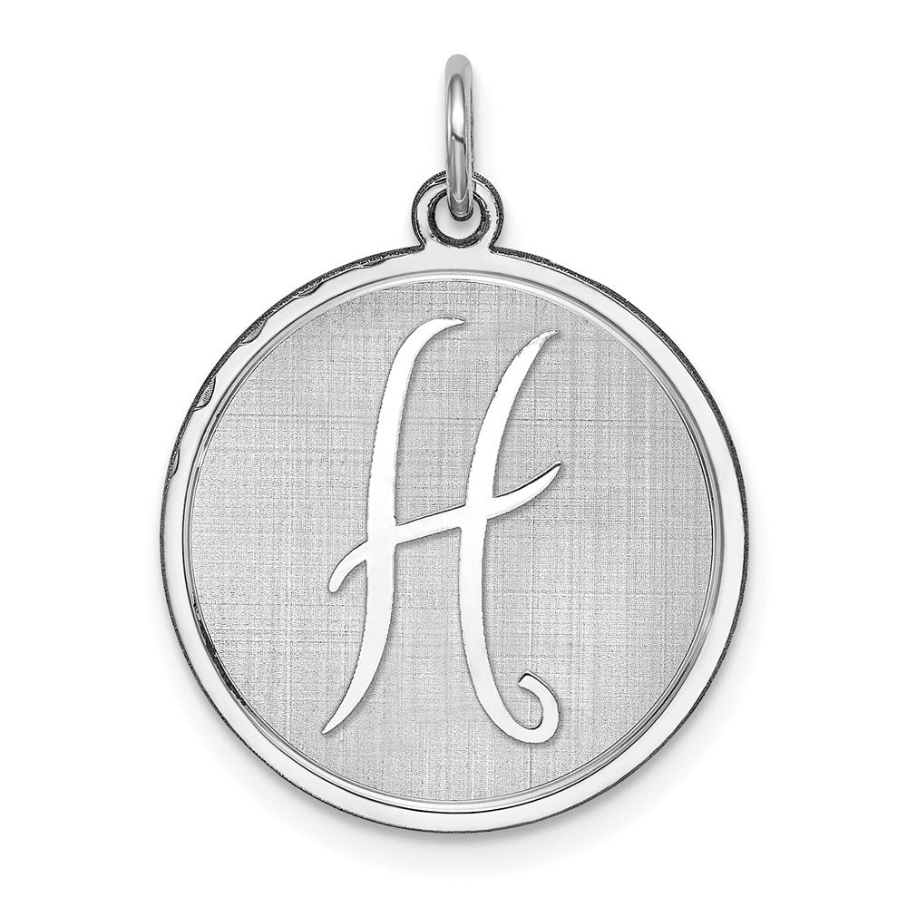 Sterling Silver, Makayla Collection, 20mm Disc Initial H Pendant, Item P14046-H by The Black Bow Jewelry Co.