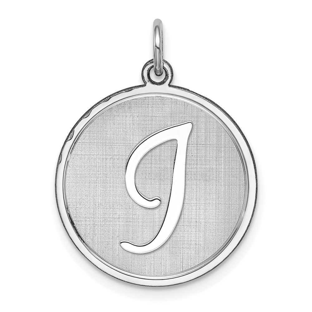 Sterling Silver, Makayla Collection, 20mm Disc Initial I Pendant, Item P14046-I by The Black Bow Jewelry Co.