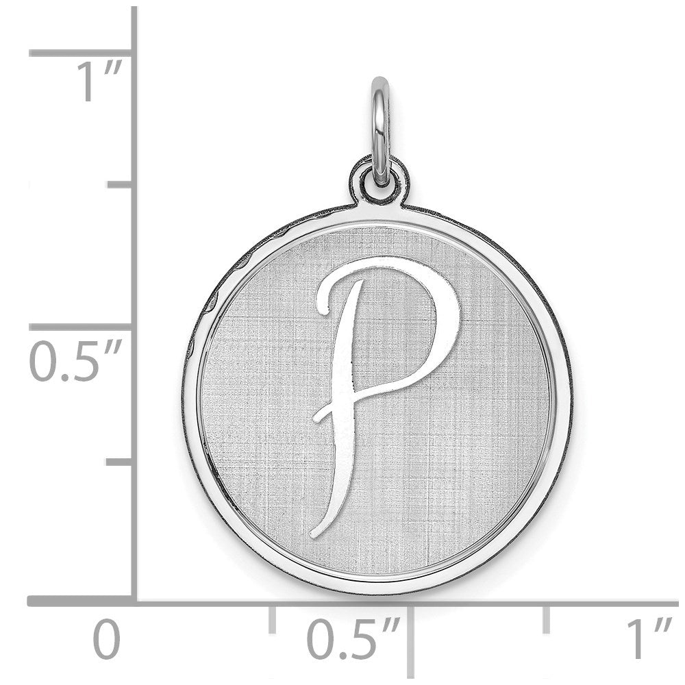 Alternate view of the Sterling Silver, Makayla Collection, 20mm Disc Initial P Pendant by The Black Bow Jewelry Co.