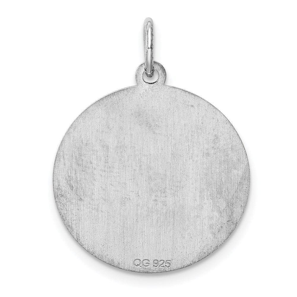 Alternate view of the Sterling Silver, Makayla Collection, 20mm Disc Initial T Pendant by The Black Bow Jewelry Co.