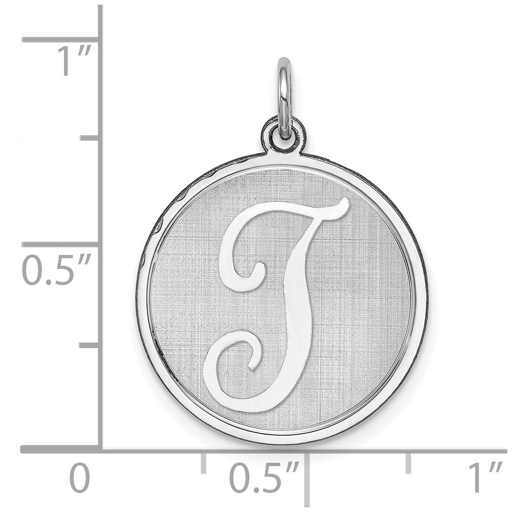 Alternate view of the Sterling Silver, Makayla Collection, 20mm Disc Initial T Pendant by The Black Bow Jewelry Co.