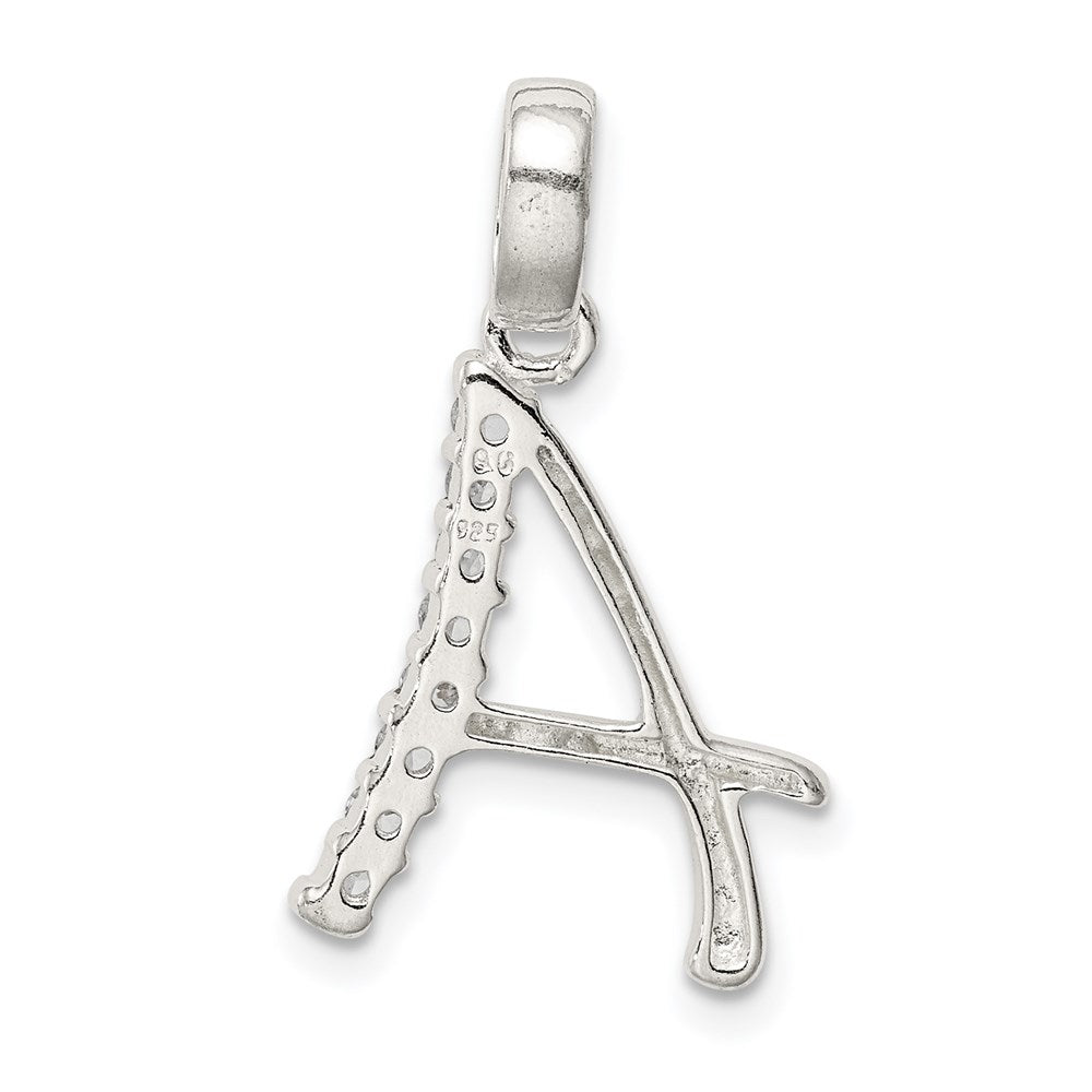 Alternate view of the Sterling Silver and CZ, Lauren Collection, Initial A Pendant by The Black Bow Jewelry Co.