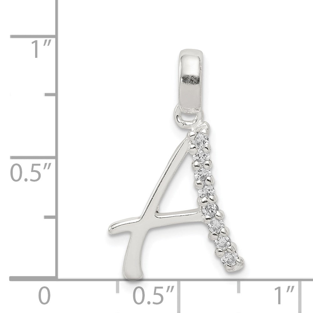 Alternate view of the Sterling Silver and CZ, Lauren Collection, Initial A Pendant by The Black Bow Jewelry Co.