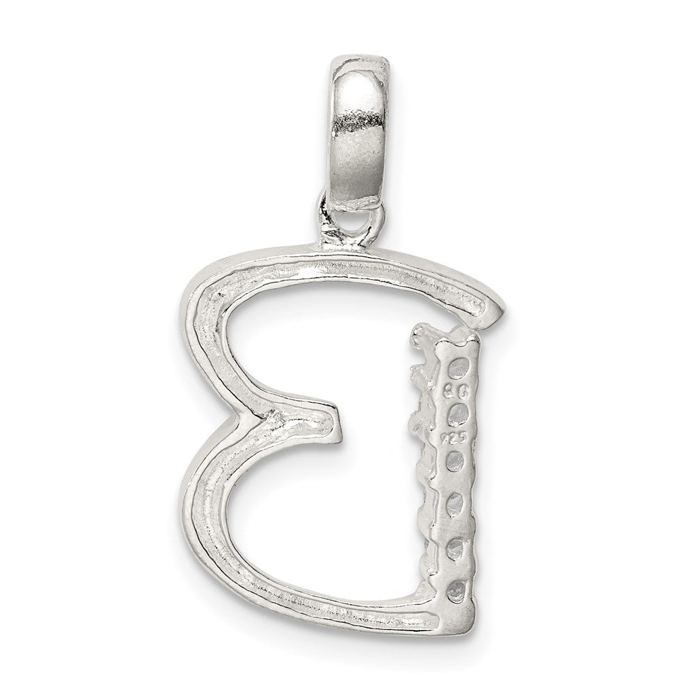Alternate view of the Sterling Silver and CZ, Lauren Collection, Initial B Pendant by The Black Bow Jewelry Co.