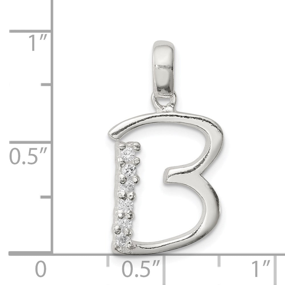 Alternate view of the Sterling Silver and CZ, Lauren Collection, Initial B Pendant by The Black Bow Jewelry Co.