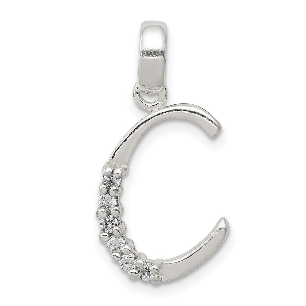 Sterling Silver and CZ, Lauren Collection, Initial C Pendant, Item P14047-C by The Black Bow Jewelry Co.