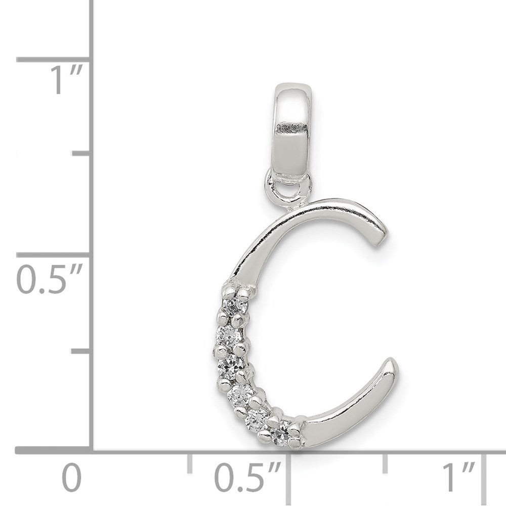 Alternate view of the Sterling Silver and CZ, Lauren Collection, Initial C Pendant by The Black Bow Jewelry Co.