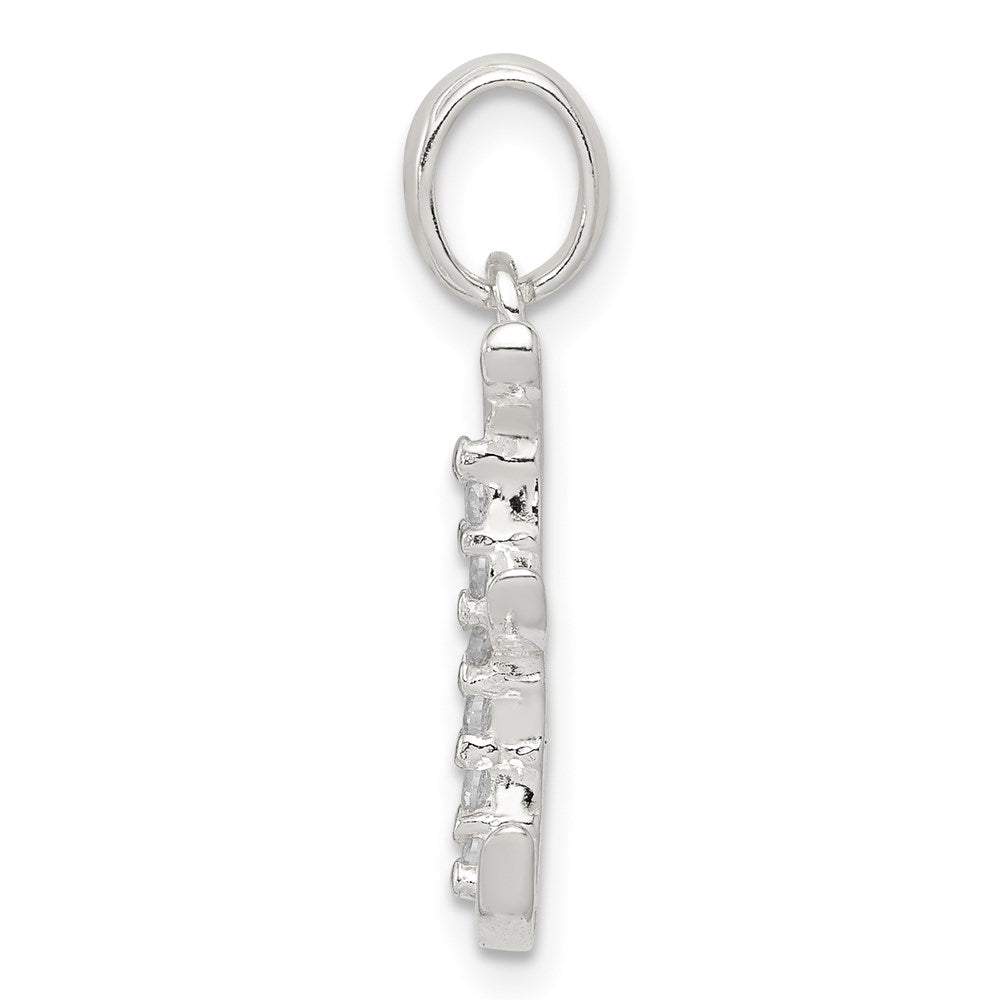 Alternate view of the Sterling Silver and CZ, Lauren Collection, Initial E Pendant by The Black Bow Jewelry Co.