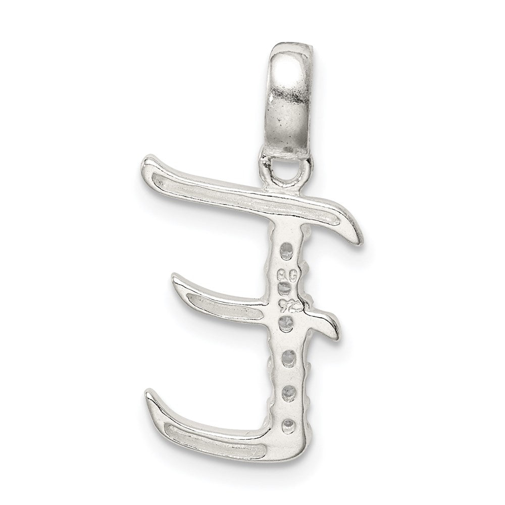 Alternate view of the Sterling Silver and CZ, Lauren Collection, Initial E Pendant by The Black Bow Jewelry Co.