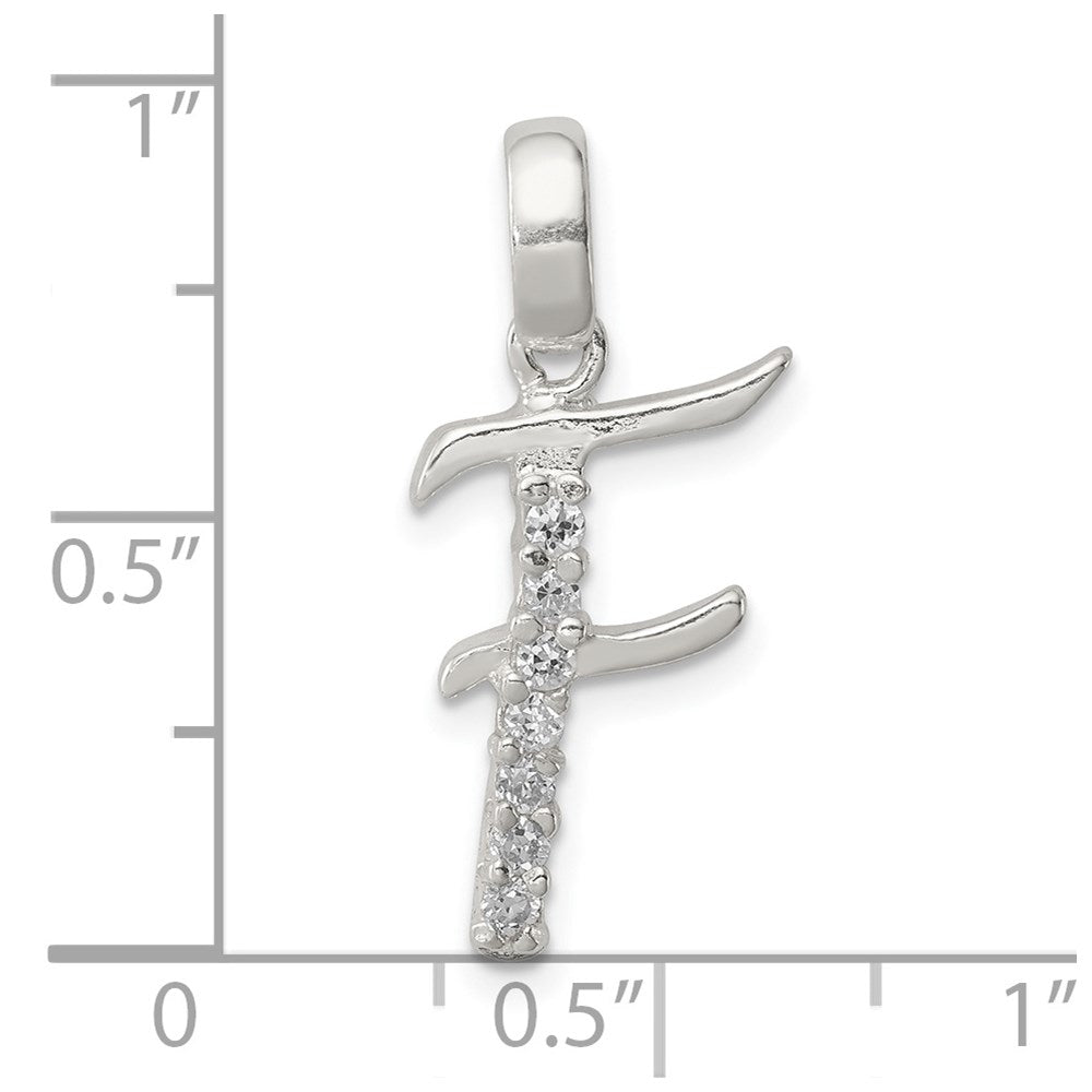 Alternate view of the Sterling Silver and CZ, Lauren Collection, Initial F Pendant by The Black Bow Jewelry Co.