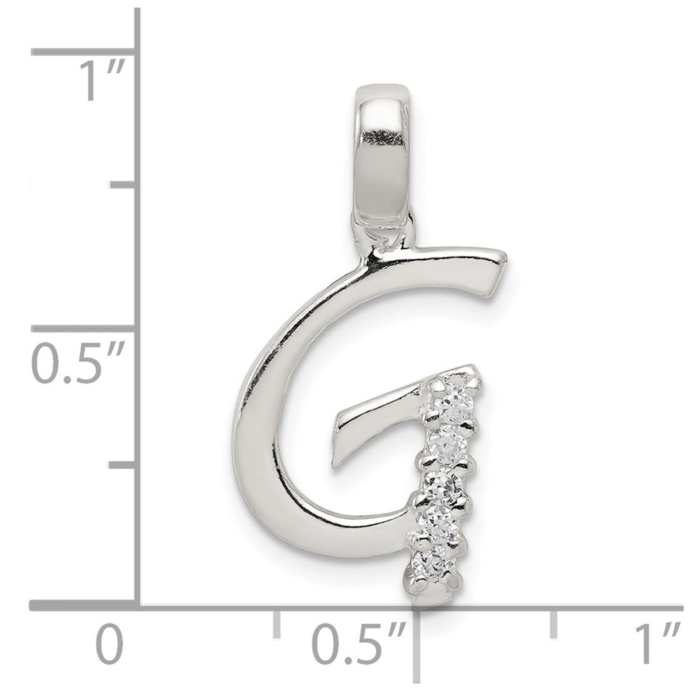 Alternate view of the Sterling Silver and CZ, Lauren Collection, Initial G Pendant by The Black Bow Jewelry Co.