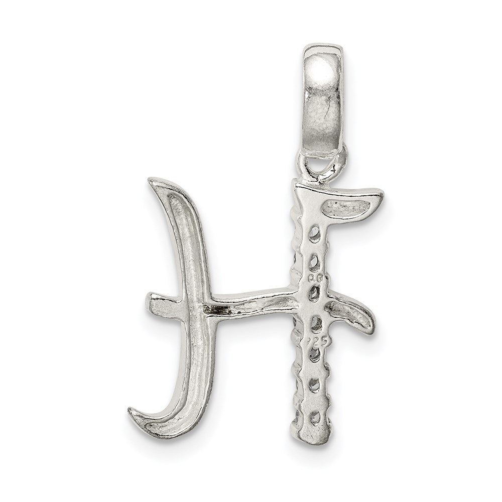 Alternate view of the Sterling Silver and CZ, Lauren Collection, Initial H Pendant by The Black Bow Jewelry Co.