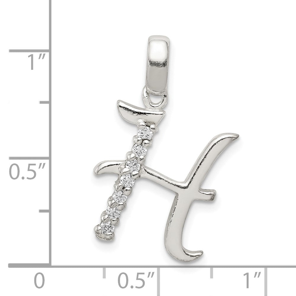 Alternate view of the Sterling Silver and CZ, Lauren Collection, Initial H Pendant by The Black Bow Jewelry Co.
