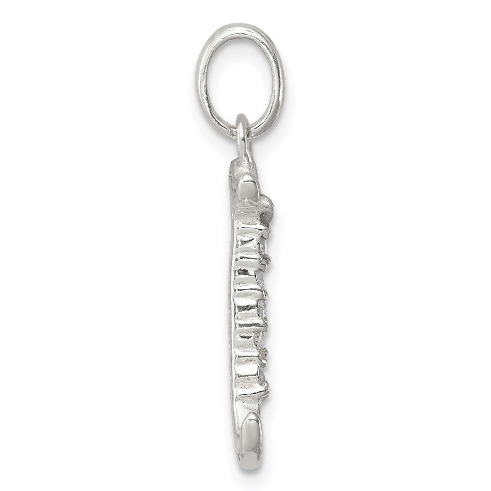 Alternate view of the Sterling Silver and CZ, Lauren Collection, Initial J Pendant by The Black Bow Jewelry Co.