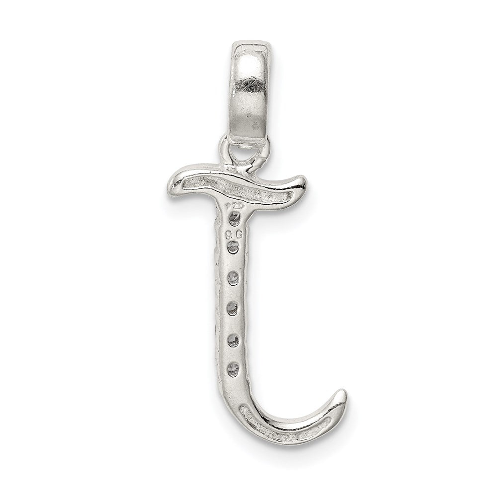 Alternate view of the Sterling Silver and CZ, Lauren Collection, Initial J Pendant by The Black Bow Jewelry Co.