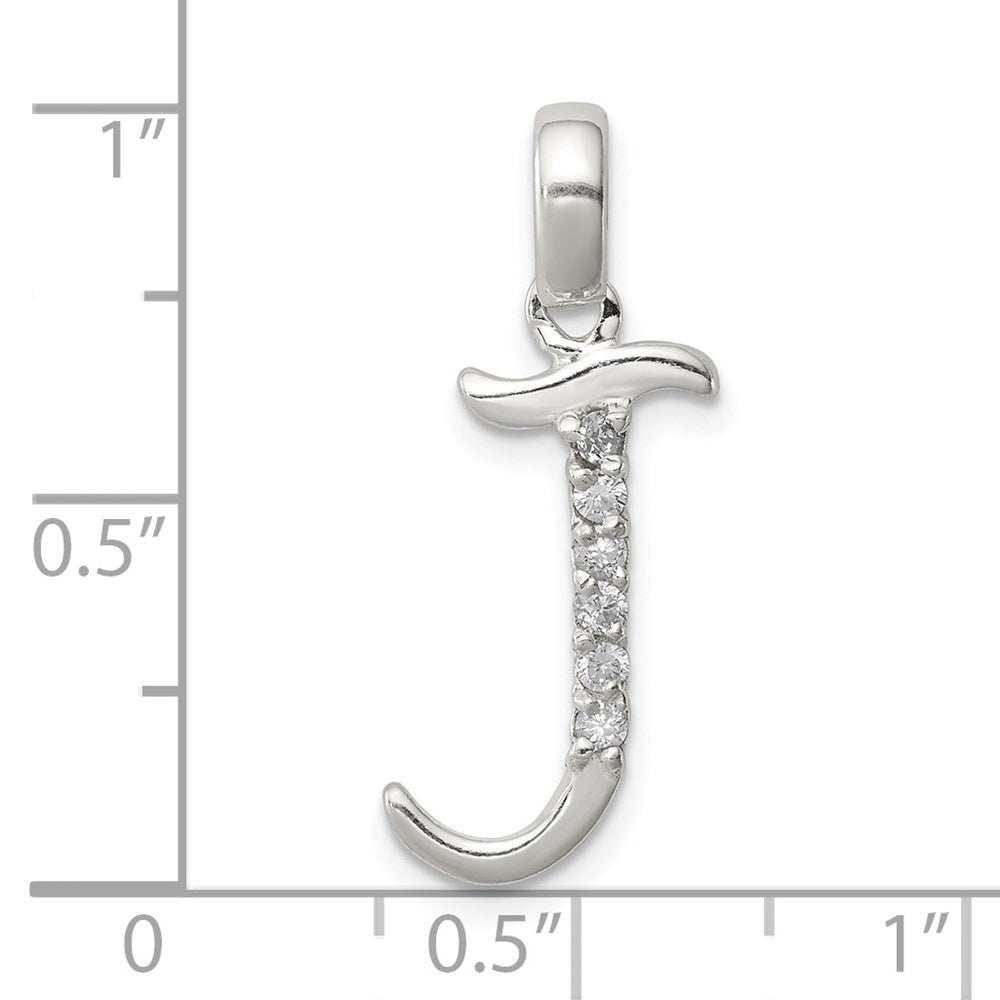 Alternate view of the Sterling Silver and CZ, Lauren Collection, Initial J Pendant by The Black Bow Jewelry Co.