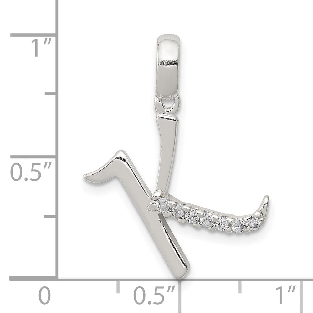 Alternate view of the Sterling Silver and CZ, Lauren Collection, Initial K Pendant by The Black Bow Jewelry Co.