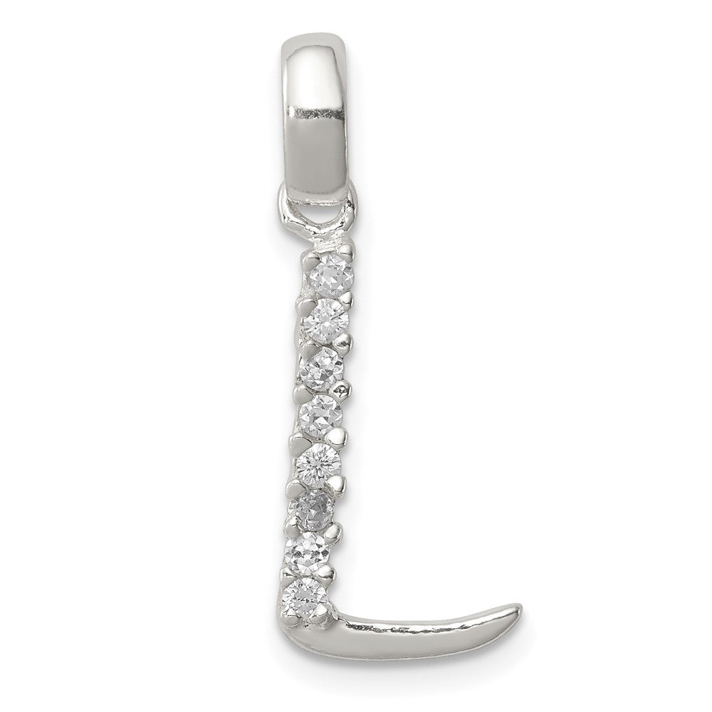 Sterling Silver and CZ, Lauren Collection, Initial L Pendant, Item P14047-L by The Black Bow Jewelry Co.