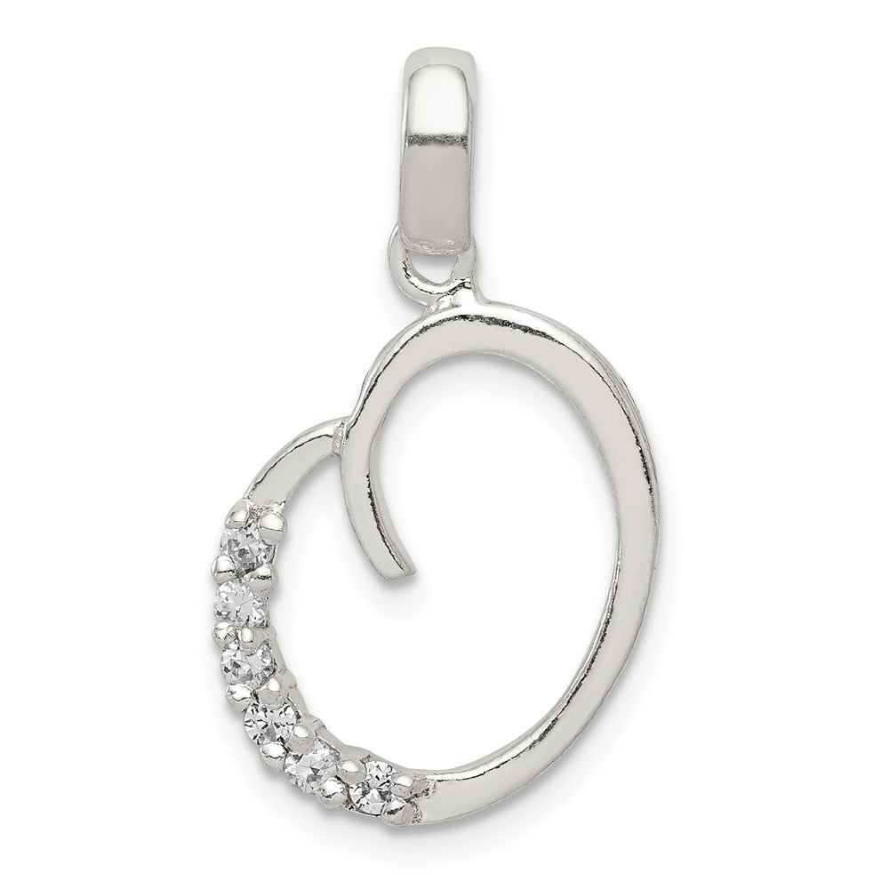 Sterling Silver and CZ, Lauren Collection, Initial O Pendant, Item P14047-O by The Black Bow Jewelry Co.
