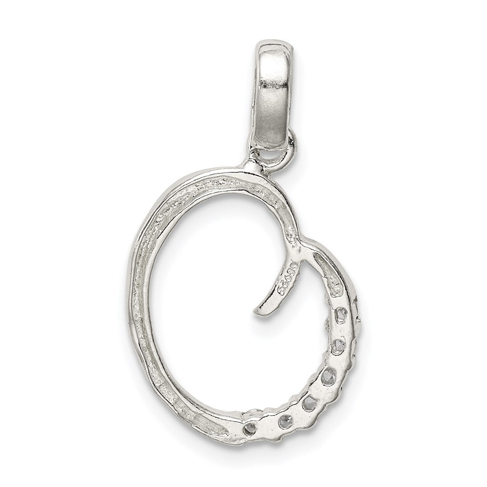 Alternate view of the Sterling Silver and CZ, Lauren Collection, Initial O Pendant by The Black Bow Jewelry Co.
