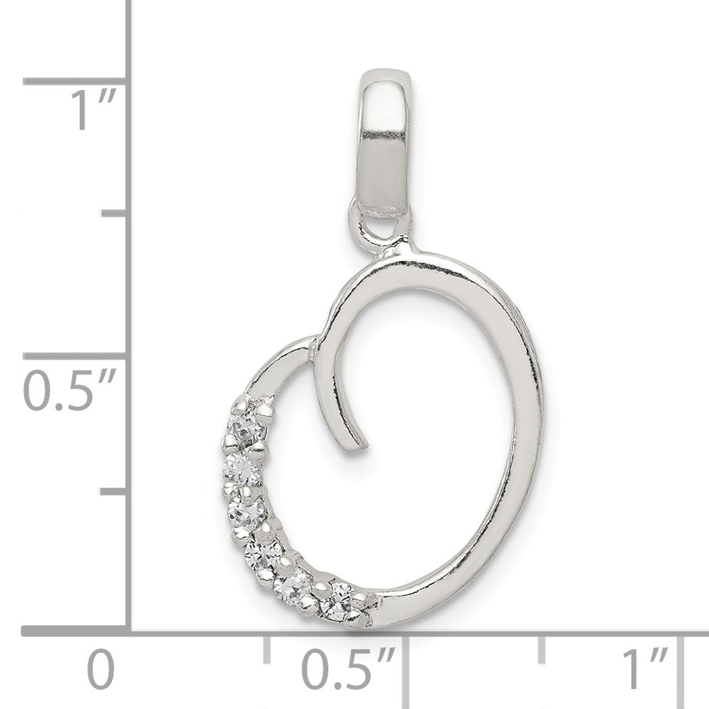 Alternate view of the Sterling Silver and CZ, Lauren Collection, Initial O Pendant by The Black Bow Jewelry Co.