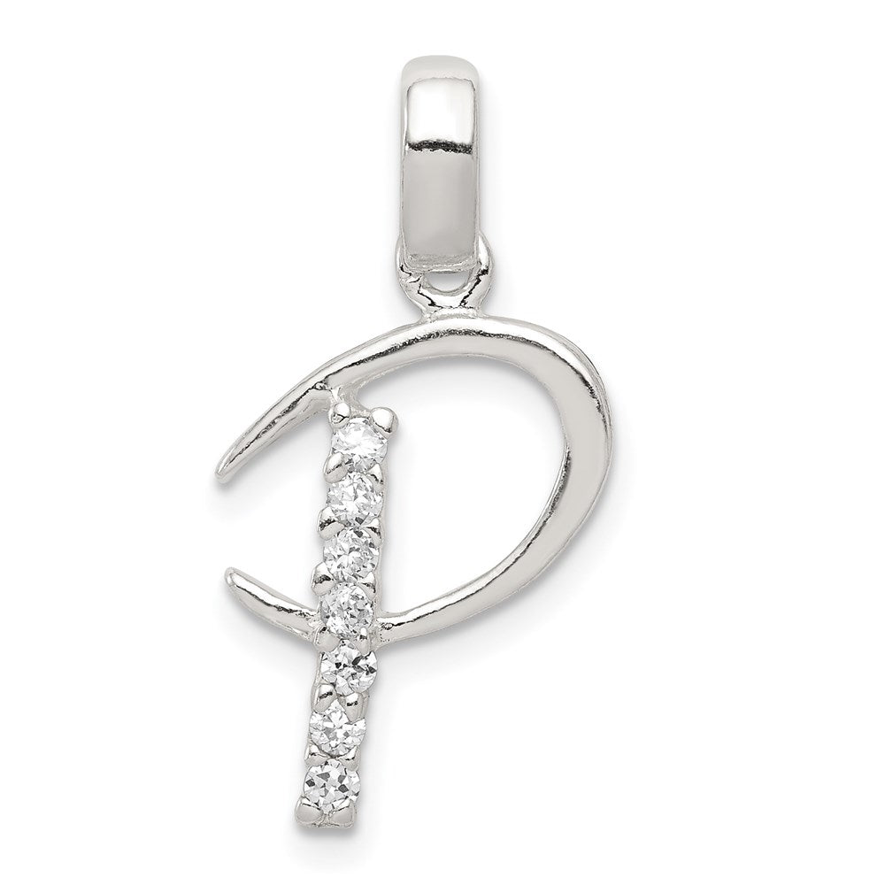 Sterling Silver and CZ, Lauren Collection, Initial P Pendant, Item P14047-P by The Black Bow Jewelry Co.