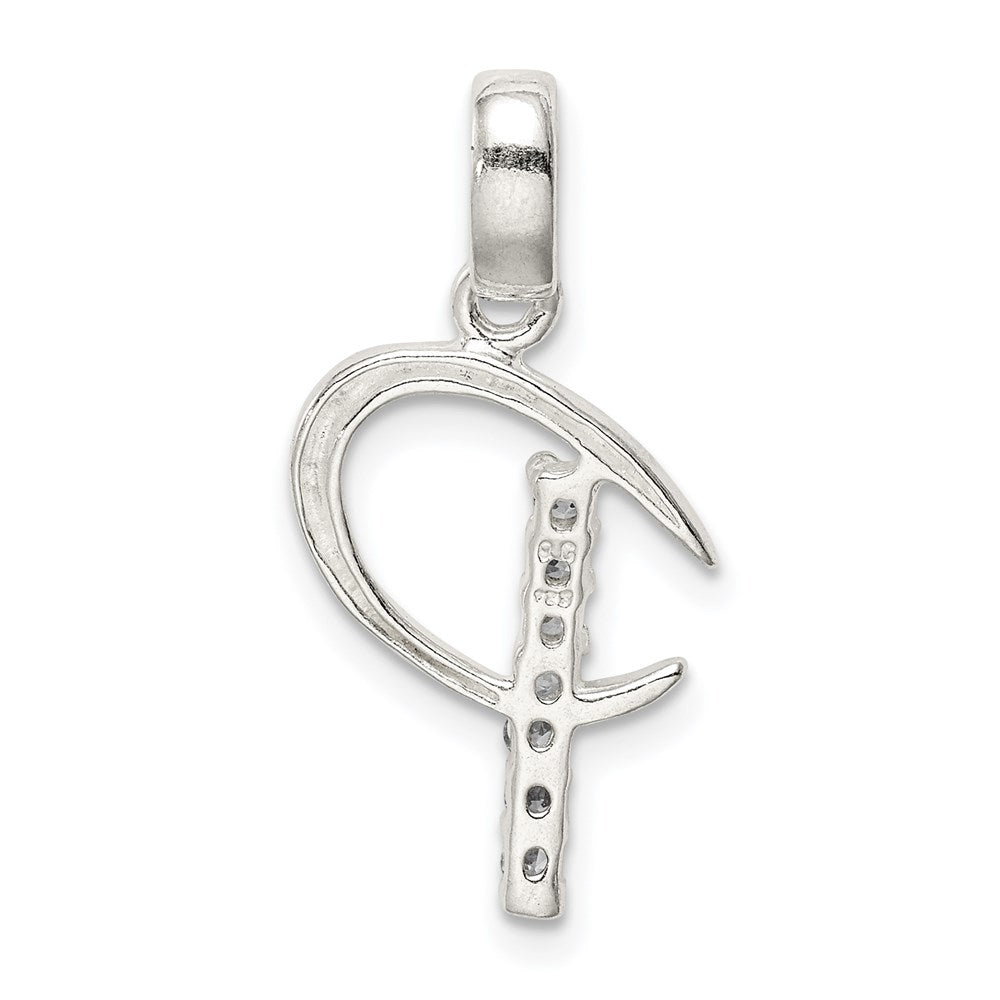 Alternate view of the Sterling Silver and CZ, Lauren Collection, Initial P Pendant by The Black Bow Jewelry Co.