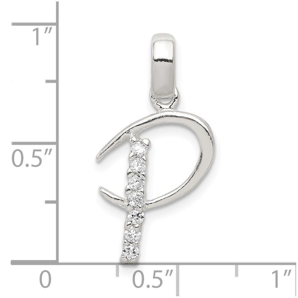 Alternate view of the Sterling Silver and CZ, Lauren Collection, Initial P Pendant by The Black Bow Jewelry Co.