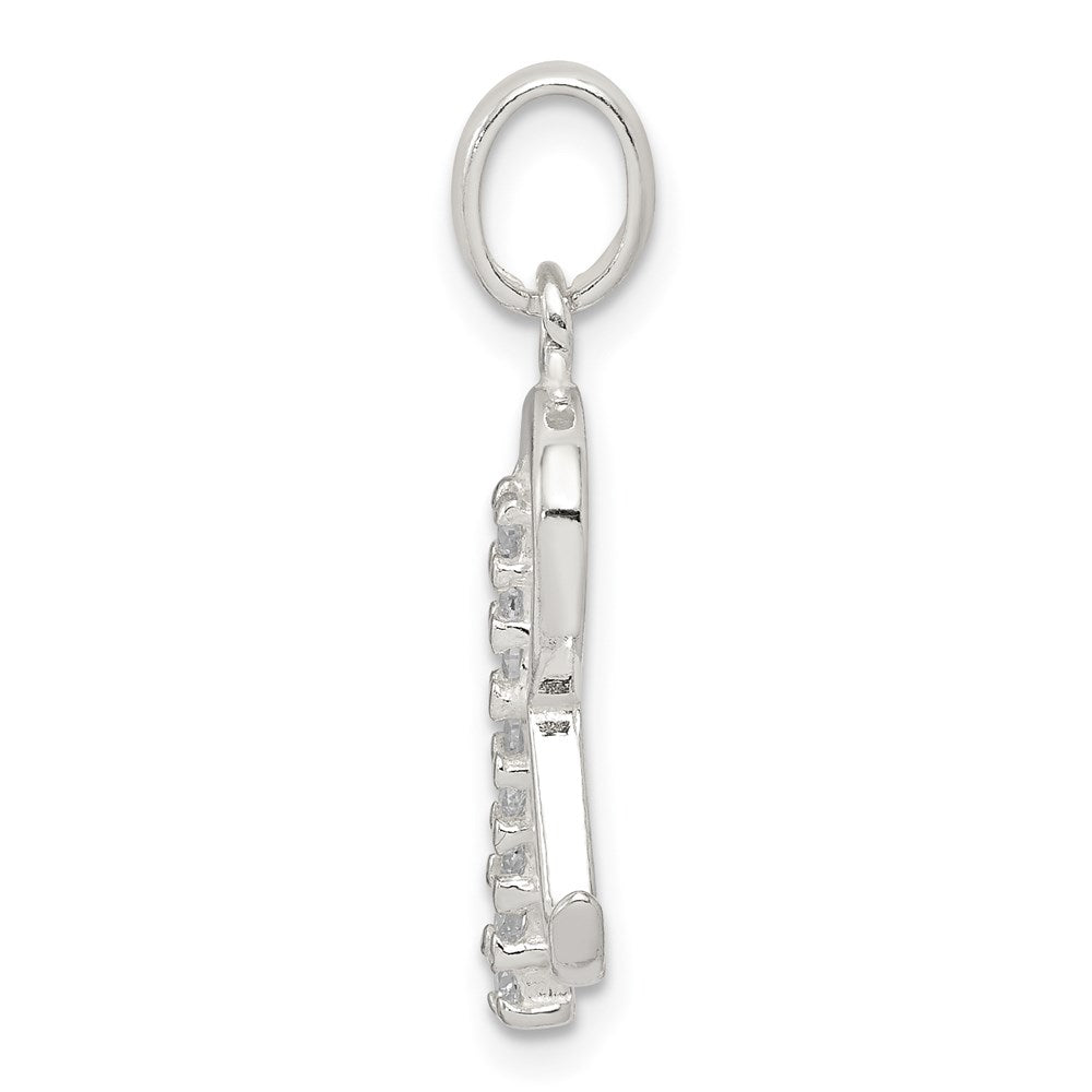 Alternate view of the Sterling Silver and CZ, Lauren Collection, Initial R Pendant by The Black Bow Jewelry Co.