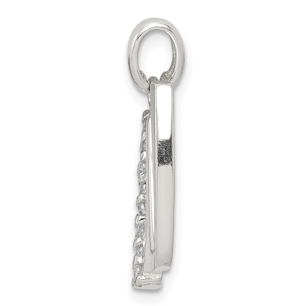 Alternate view of the Sterling Silver and CZ, Lauren Collection, Initial W Pendant by The Black Bow Jewelry Co.