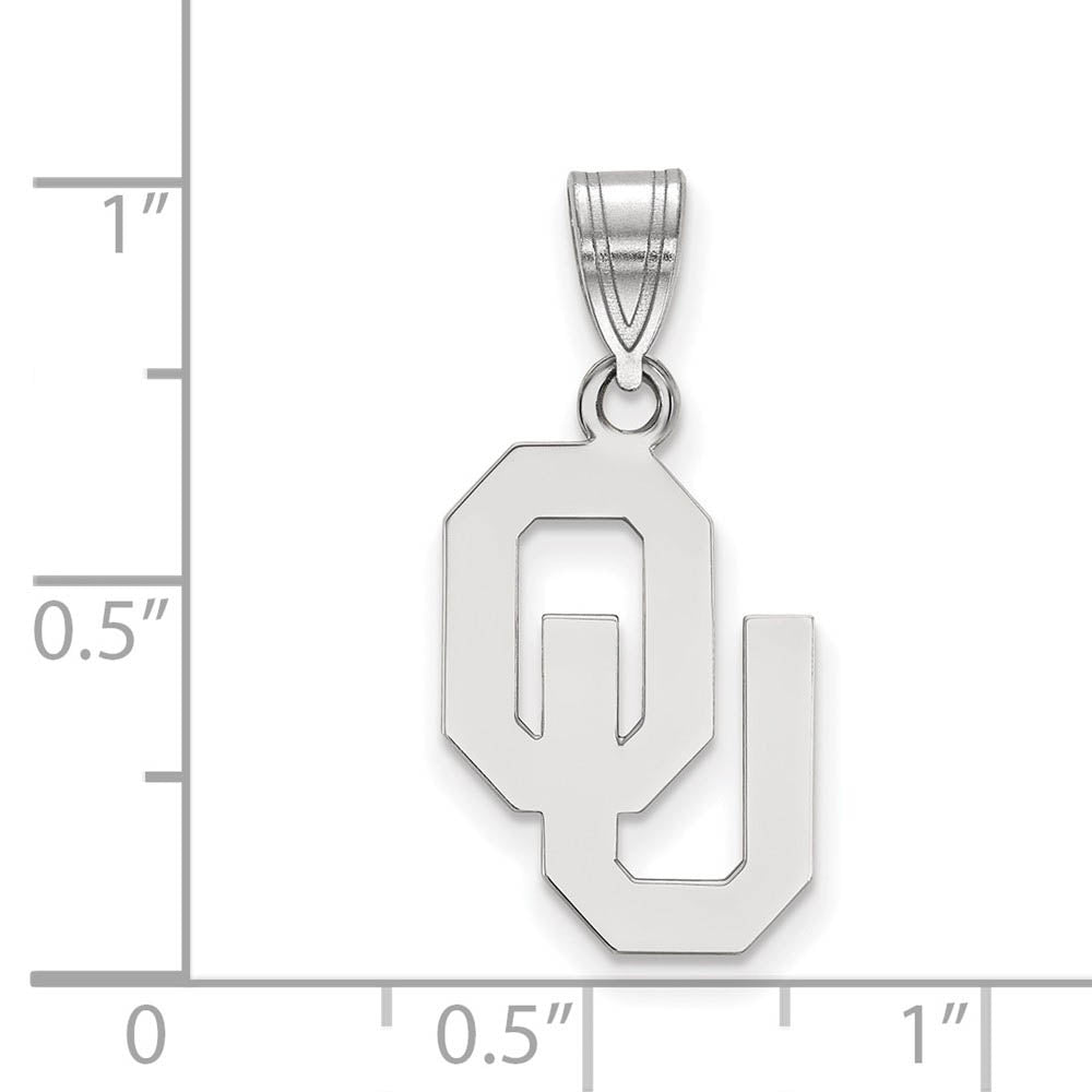 Alternate view of the 10k White Gold U. of Oklahoma Medium Pendant by The Black Bow Jewelry Co.