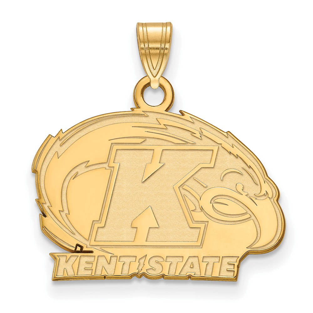 10k Yellow Gold Kent State Small Logo Pendant, Item P14075 by The Black Bow Jewelry Co.