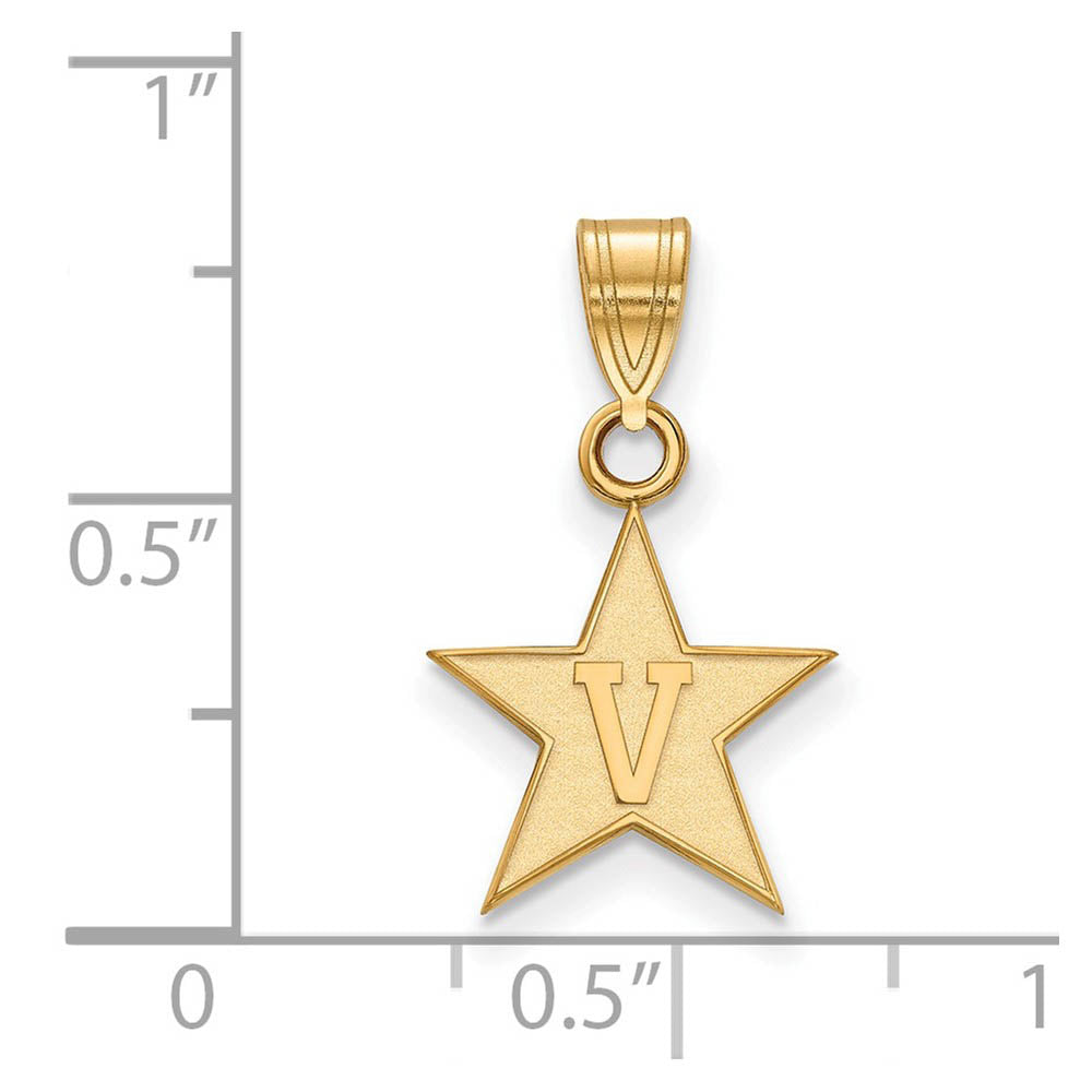 Alternate view of the 10k Yellow Gold Vanderbilt U. Small Logo Pendant by The Black Bow Jewelry Co.