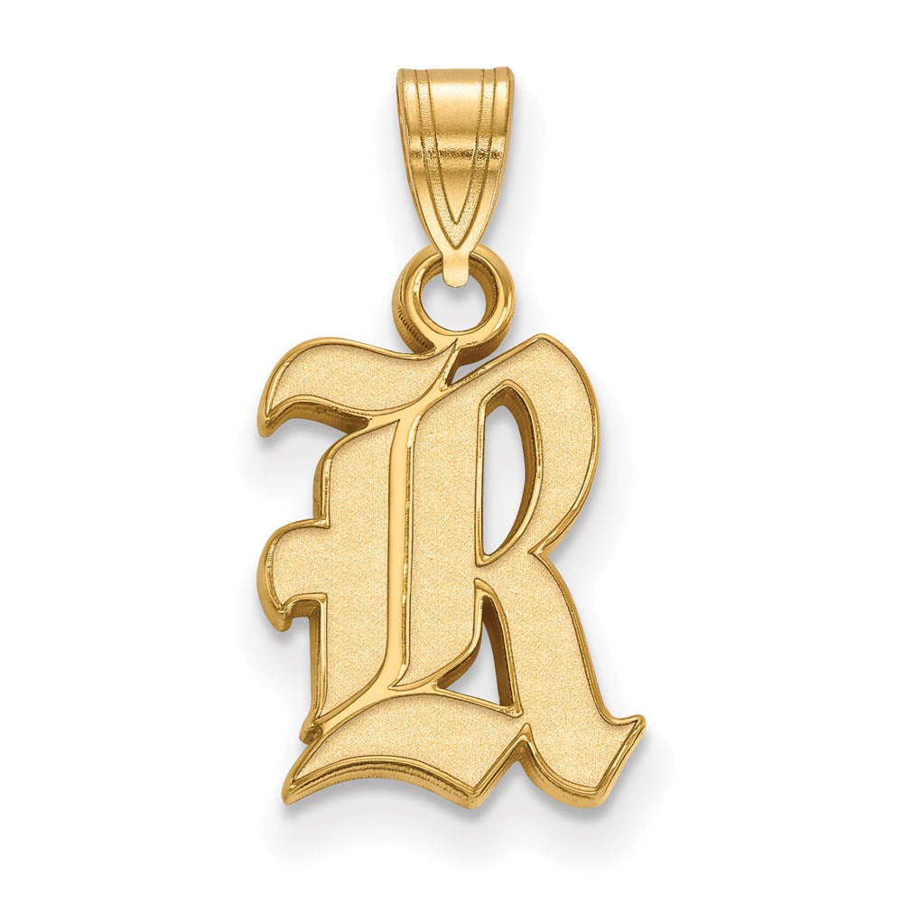 10k Yellow Gold Rice U. Small 'R' Pendant, Item P14131 by The Black Bow Jewelry Co.