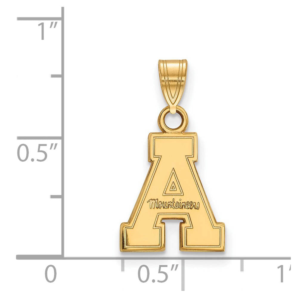 Alternate view of the 10k Yellow Gold Appalachian State Small 'A' Pendant by The Black Bow Jewelry Co.