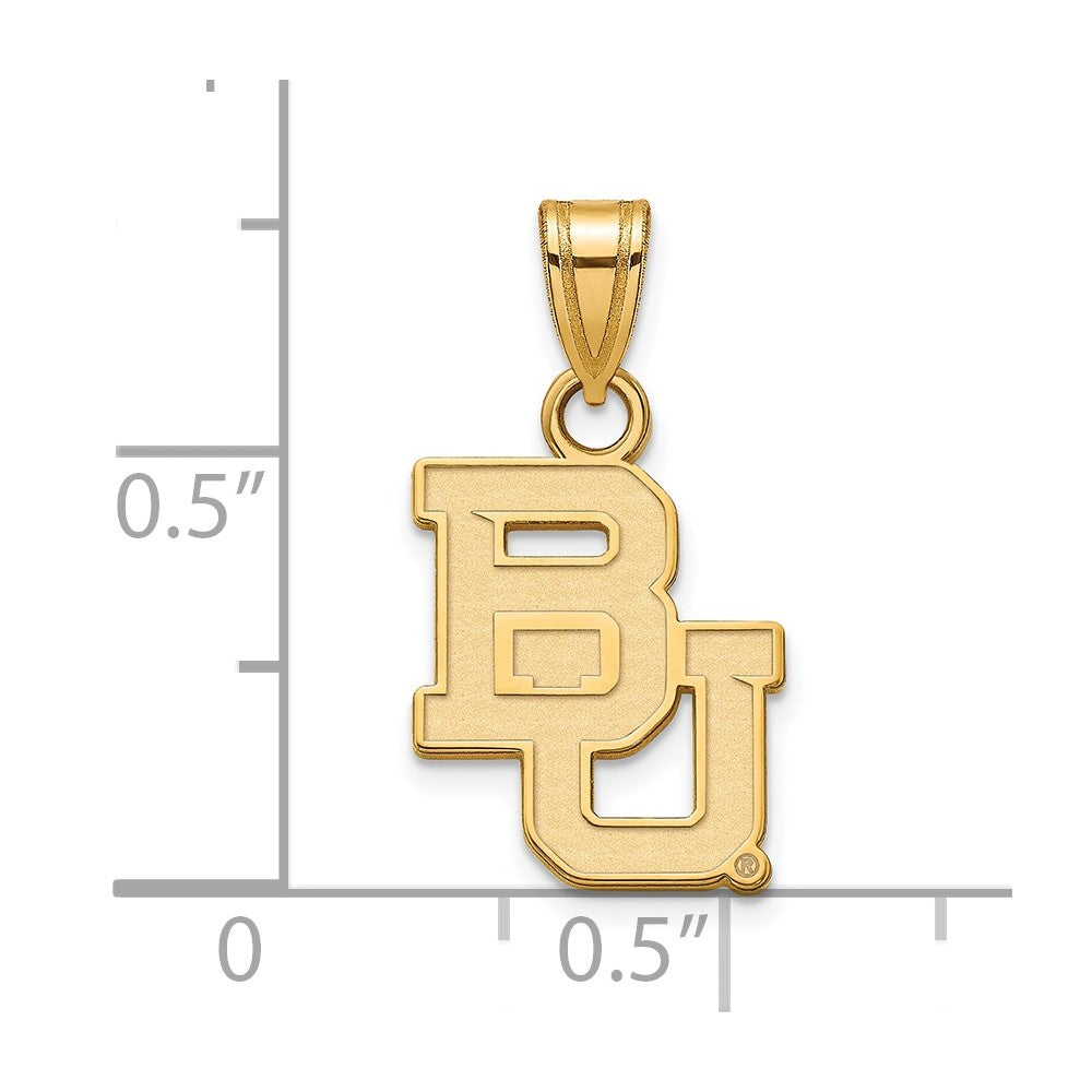 Alternate view of the 10k Yellow Gold Baylor U Small 'BU' Pendant by The Black Bow Jewelry Co.