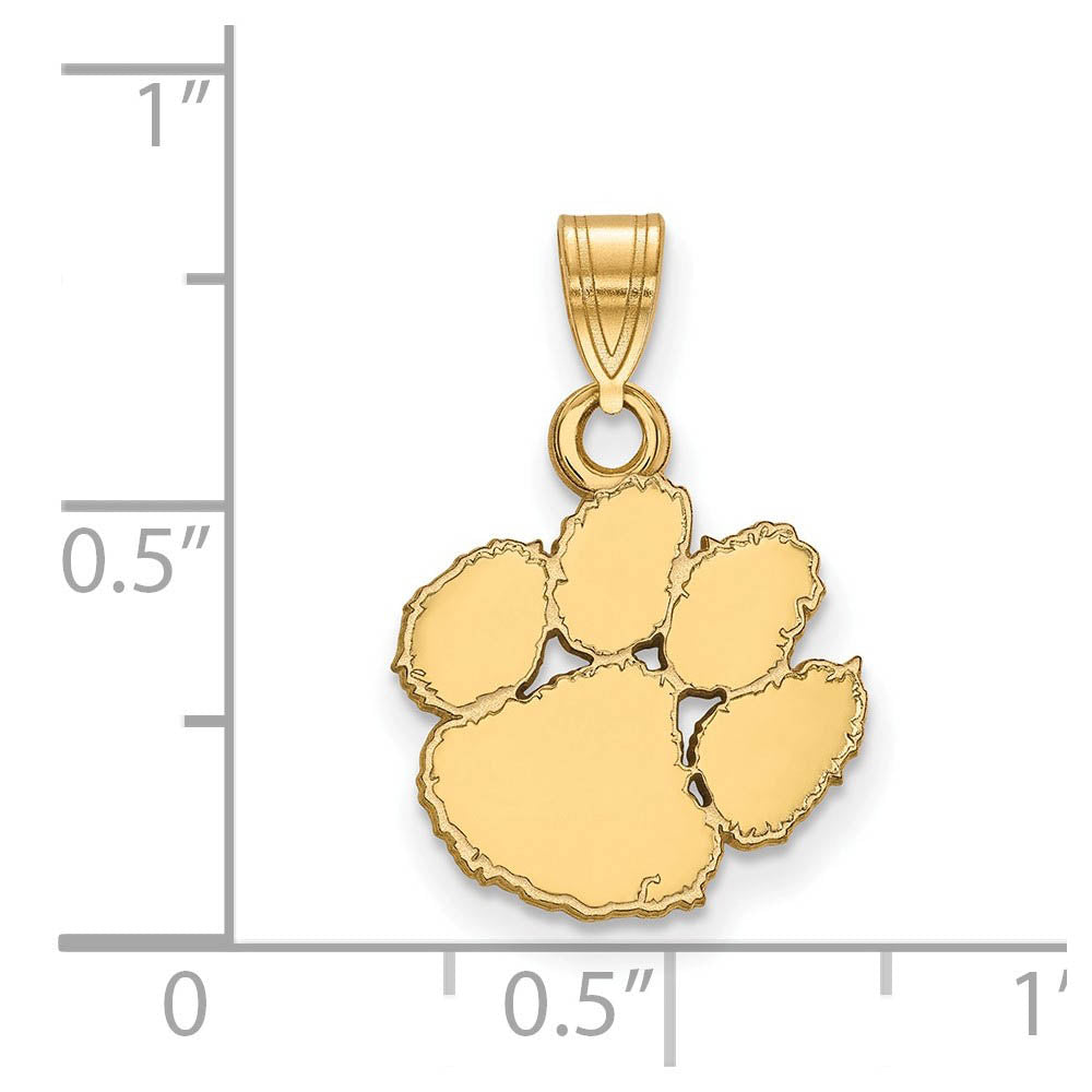 Alternate view of the 10k Yellow Gold Clemson U Small Pendant by The Black Bow Jewelry Co.