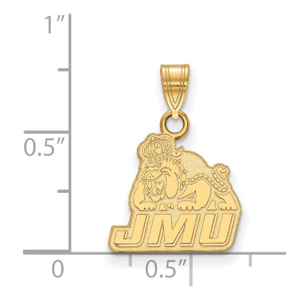 Alternate view of the 10k Yellow Gold James Madison U Small Logo Pendant by The Black Bow Jewelry Co.