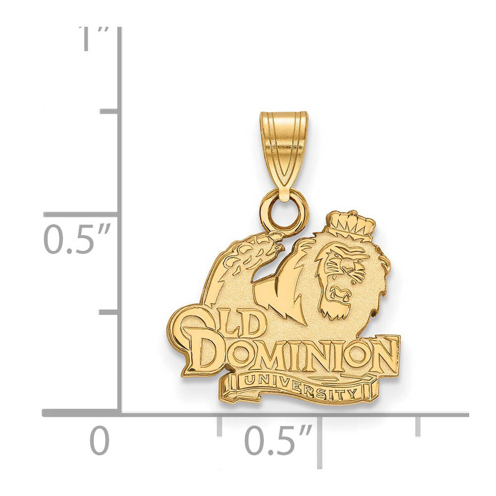Alternate view of the 10k Yellow Gold Old Dominion U. Small Logo Pendant by The Black Bow Jewelry Co.