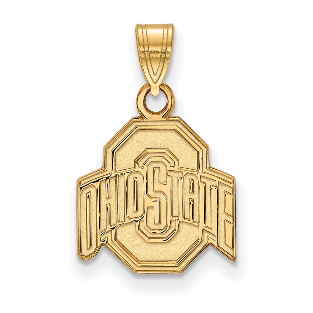 10k Yellow Gold Ohio State Small Logo Pendant, Item P14154 by The Black Bow Jewelry Co.