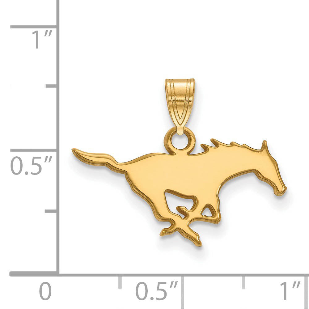 Alternate view of the 10k Yellow Gold Southern Methodist U. Small Pendant by The Black Bow Jewelry Co.